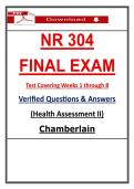 NR 304 Final Exam &ndash; Health Assessment II &ndash; &lpar;2026&sol;2027&rpar; Actual Questions & Answers &lpar;Chamberlain&rpar; 100&percnt; Guarantee Pass