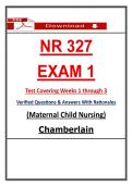 NR 327 Exam 1 &ndash; Maternal Child Nursing &ndash; &lpar;2026&sol;2027&rpar; Actual Questions & Answers &lpar;Chamberlain&rpar; 100&percnt; Guarantee Pass