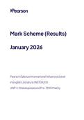 2026 Pearson Edexcel International A Level English Literature unit 1&vert;WET01&sol;01&vert;Mark scheme&vert;JANUARY 2026