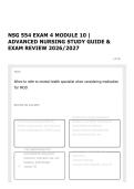 NSG 554 EXAM 4 MODULE 10 &vert; ADVANCED NURSING STUDY GUIDE & EXAM REVIEW 2026&sol;2027