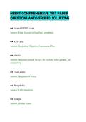 HEENT COMPREHENSIVE TEST PAPER&NewLine;QUESTIONS AND VERIFIED SOLUTIONS&NewLine;