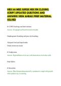 HESI 101 MED SURGE HESI RN CLOSING&NewLine;SCRIPT UPDATED QUESTIONS AND&NewLine;ANSWERS VIEW AHEAD PREP MATERIAL&NewLine;SOLVED&NewLine;