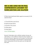 HESI 101 MED SURGE HESI RN FINAL&NewLine;COMPREHENSIVE ASSESSMENT TEST&NewLine;PAPER QUESTIONS AND SOLUTIONS&NewLine;