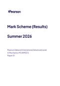 2026 Pearson Edexcel International A Level MATHEMATICS Mechanics 1&vert;WME01&sol;01&vert;Mark scheme&vert;JUNE 2026