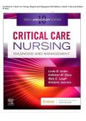 Complete Test Bank for Critical Care Nursing Diagnosis and Management 10th Edition by Linda D&period; Urden and Kathleen M&period; Stacy All Chapters&excl; ALREADY RATED A&plus; 100&percnt; CORRECT ANSWERS