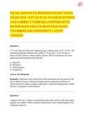 NR 565 ADVANCED PHARMACOLOGY FINAL  EXAM 2026 &sol; 2027 ACTUAL EXAM QUESTIONS  AND CORRECT VERIFIED ANSWERS WITH  RATIONALES 100&percnt; GUARANTEED PASS&excl;&excl;  CHAMBERLAIN UNIVERSITY LATEST  VERSION