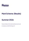 2026 Pearson Edexcel International A Level MATHEMATICS Statistics 1&vert;WST01&sol;01&vert;Mark scheme&vert;JUNE 2026