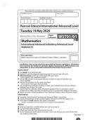 2026 Pearson Edexcel International A Level MATHEMATICS Statistics 1&vert;WST01&sol;01&vert;Question paper&vert;JUNE 2026