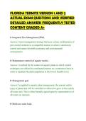 FLORIDA TERMITE VERSION 1 AND 2&NewLine;ACTUAL EXAM QUESTIONS AND VERIFIED&NewLine;DETAILED ANSWERS FREQUENTLY TESTED&NewLine;CONTENT GRADED A&plus;&NewLine;