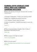 FLORIDA CIVIC LITERACY TEST&NewLine;FINAL PREP 2026 VERIFIED&NewLine;ANSWERS INCLUDED&NewLine;