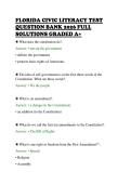FLORIDA CIVIC LITERACY TEST&NewLine;QUESTION BANK 2026 FULL&NewLine;SOLUTIONS GRADED A&plus;