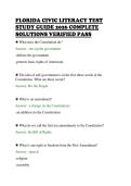 FLORIDA CIVIC LITERACY TEST&NewLine;STUDY GUIDE 2026 COMPLETE&NewLine;SOLUTIONS VERIFIED PASS