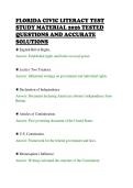 FLORIDA CIVIC LITERACY TEST&NewLine;STUDY MATERIAL 2026 TESTED&NewLine;QUESTIONS AND ACCURATE&NewLine;SOLUTIONS&NewLine;