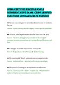 HFMA CERTIFIED REVENUE CYCLE&NewLine;REPRESENTATIVE EXAM SCRIPT VERIFIED&NewLine;QUESTIONS WITH ACCURATE ANSWERS