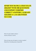 EFMB TEST BANK LATEST EXAM &NewLine;2026&sol;2027 WITH 380 QUESTIONS &NewLine;AND EXPERT-VERIFIED &NewLine;CORRECT ANSWERS &vert; ALREADY &NewLine;GRADED A&plus; &vert; GUARANTEED &NewLine;SUCCESS