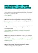 HFMA CRCR EXAM SCRIPT VERIFIED&NewLine;QUESTIONS WITH ACCURATE ANSWERS&NewLine;