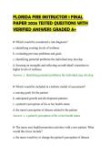 FLORIDA FIRE INSTRUCTOR 1 FINAL&NewLine;PAPER 2026 TESTED QUESTIONS WITH&NewLine;VERIFIED ANSWERS GRADED A&plus;&NewLine;