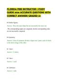 FLORIDA FIRE INSTRUCTOR 1 STUDY&NewLine;GUIDE 2026 ACCURATE QUESTIONS WITH&NewLine;CORRECT ANSWERS GRADED A&plus;