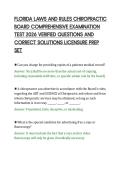 FLORIDA LAWS AND RULES CHIROPRACTIC&NewLine;BOARD COMPREHENSIVE EXAMINATION&NewLine;TEST 2026 VERIFIED QUESTIONS AND&NewLine;CORRECT SOLUTIONS LICENSURE PREP&NewLine;SET&NewLine;
