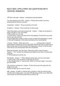 BCOT WK5&colon; CPR & FIRST AID QUESTIONS WITH VERIFIED ANSWERS