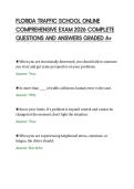 FLORIDA TRAFFIC SCHOOL ONLINE&NewLine;COMPREHENSIVE EXAM 2026 COMPLETE&NewLine;QUESTIONS AND ANSWERS GRADED A&plus;