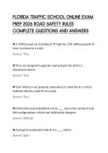 FLORIDA TRAFFIC SCHOOL ONLINE EXAM&NewLine;PREP 2026 ROAD SAFETY RULES&NewLine;COMPLETE QUESTIONS AND ANSWERS