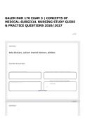 GALEN NUR 170 EXAM 3 &vert; CONCEPTS OF MEDICAL-SURGICAL NURSING STUDY GUIDE & PRACTICE QUESTIONS 2026&sol;2027