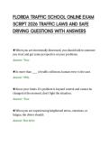 FLORIDA TRAFFIC SCHOOL ONLINE EXAM&NewLine;SCRIPT 2026 TRAFFIC LAWS AND SAFE&NewLine;DRIVING QUESTIONS WITH ANSWERS