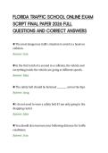 FLORIDA TRAFFIC SCHOOL ONLINE EXAM&NewLine;SCRIPT FINAL PAPER 2026 FULL&NewLine;QUESTIONS AND CORRECT ANSWERS&NewLine;