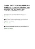 FLORIDA TRAFFIC SCHOOL ONLINE FINAL&NewLine;PAPER 2026 COMPLETE QUESTIONS AND&NewLine;ANSWERS FULL SOLUTION VIEW&NewLine;