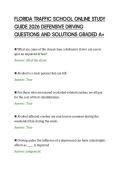 FLORIDA TRAFFIC SCHOOL ONLINE STUDY&NewLine;GUIDE 2026 DEFENSIVE DRIVING&NewLine;QUESTIONS AND SOLUTIONS GRADED A&plus;