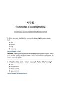 HS 311 Fundamentals of Insurance Planning Questions and Answers&vert; Latest Update&vert; Pass Guaranteed