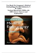 TestBank Langman&rsquo;s Medical Embryology 12th Ed T&period; W&period; Sadler MCQs 2026&sol;2027