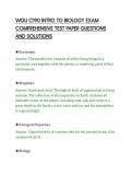 WGU C190 INTRO TO BIOLOGY EXAM&NewLine;COMPREHENSIVE TEST PAPER QUESTIONS&NewLine;AND SOLUTIONS