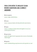 WGU C190 INTRO TO BIOLOGY EXAM&NewLine;REVIEW QUESTIONS AND CORRECT&NewLine;ANSWERS&NewLine;