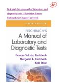Test bank for a manual of laboratory and  diagnostic tests 11th edition frances  fischbach&vert;All Chapters covered&period; 