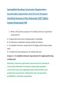 Springfield Roofing Contractor Registration &NewLine;Examination Questions and Correct Answers &NewLine;&lpar;Verified Answers&rpar; Plus Rationale 2027 Q&A&vert; &NewLine;Instant Download Pdf