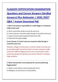 FLAGGER CERTIFICATION EXAMINATION &NewLine;Questions and Correct Answers &lpar;Verified &NewLine;Answers&rpar; Plus Rationales &vert; 2026 &sol;2027 &NewLine;Q&A &vert; Instant Download Pdf&period;