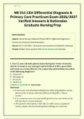 Test Bank for NR 511 CEA Differential Diagnosis and Primary Care Practicum Exam