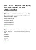WGU C207 DATA DRIVEN DECISION MAKING&NewLine;TASK 1 UPDATED TASK SCRIPT WITH&NewLine;COMPLETE ANSWERS