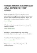 WGU C215 OPERATIONS MANAGEMENT EXAM&NewLine;ACTUAL QUESTIONS AND CORRECT&NewLine;ANSWERS
