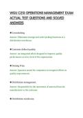 WGU C215 OPERATIONS MANAGEMENT EXAM&NewLine;ACTUAL TEST QUESTIONS AND SOLVED&NewLine;ANSWERS
