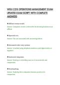 WGU C215 OPERATIONS MANAGEMENT EXAM&NewLine;UPDATED EXAM SCRIPT WITH COMPLETE&NewLine;ANSWERS