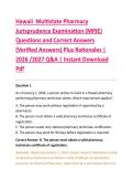 Hawaii  Multistate Pharmacy &NewLine;Jurisprudence Examination &lpar;MPJE&rpar; &NewLine;Questions and Correct Answers &NewLine;&lpar;Verified Answers&rpar; Plus Rationales &vert; &NewLine;2026 &sol;2027 Q&A &vert; Instant Download &NewLine;Pdf 