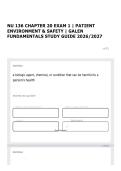 NU 136 CHAPTER 20 EXAM 1 &vert; PATIENT ENVIRONMENT & SAFETY &vert; GALEN FUNDAMENTALS STUDY GUIDE 2026&sol;2027