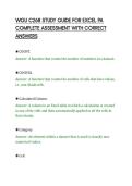 WGU C268 STUDY GUIDE FOR EXCEL PA&NewLine;COMPLETE ASSESSMENT WITH CORRECT&NewLine;ANSWERS