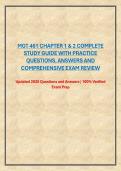 MGT 461 CHAPTER 1 & 2 COMPLETE STUDY GUIDE WITH PRACTICE QUESTIONS&comma; ANSWERS AND COMPREHENSIVE EXAM REVIEW
