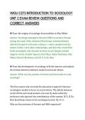 WGU C273 INTRODUCTION TO SOCIOLOGY&NewLine;UNIT 2 EXAM REVIEW QUESTIONS AND&NewLine;CORRECT ANSWERS