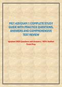 MGT 429 EXAM 1 COMPLETE STUDY GUIDE WITH PRACTICE QUESTIONS&comma; ANSWERS AND COMPREHENSIVE TEST REVIEW