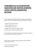 FUNDAMENTALS ATI EXAM REVIEW QUESTIONS AND VERIFIED ANSWERS LATEST UPDATE GUARANTEED SUCCESS